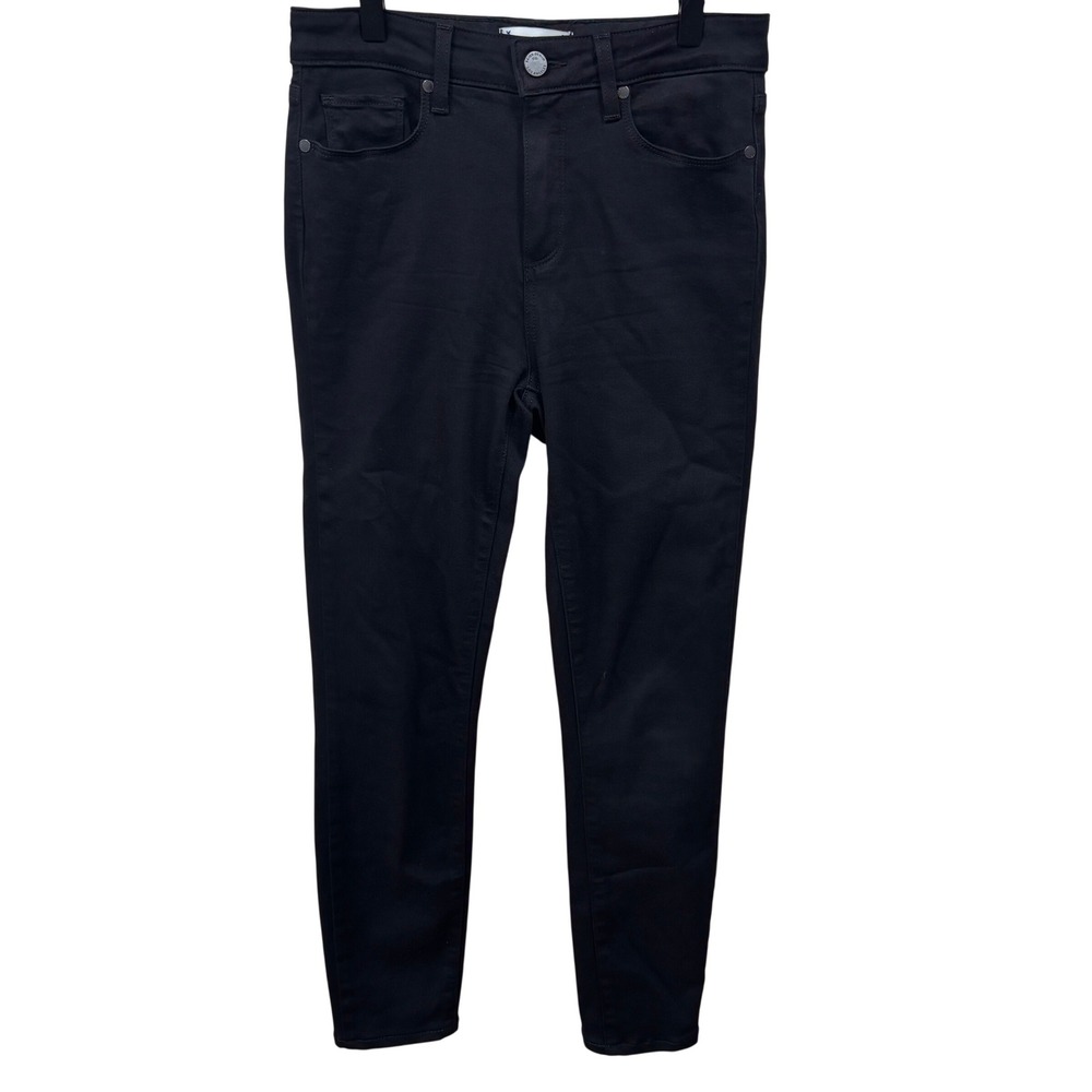 1822 Denim Black Stretch Pockets Mid Rise Tapered Crop Skinny Jeans Womens 6/28